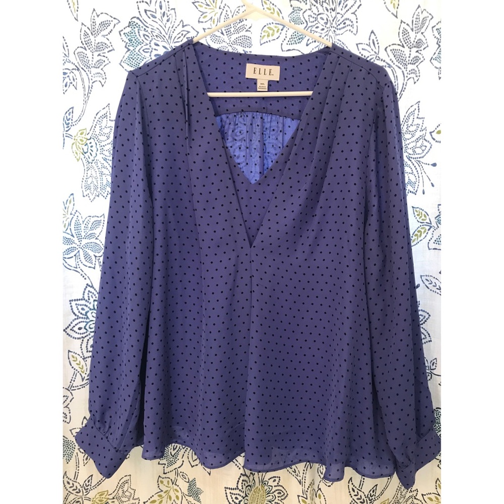 Elle Purple Polka Dot Blouse in Size XXL
